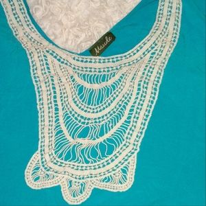 Maude Teal Top w/ Crochet